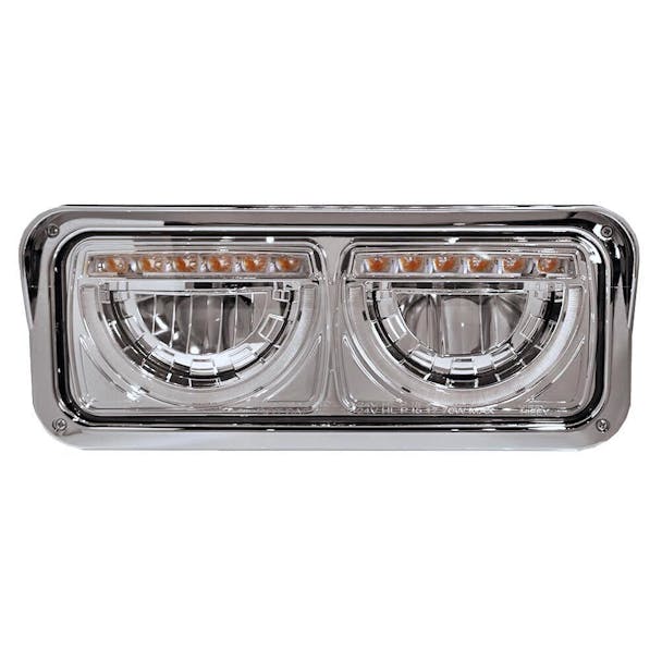 Peterbilt 357 365 378 379 Half Moon Rectangular Chrome Headlight Assembly