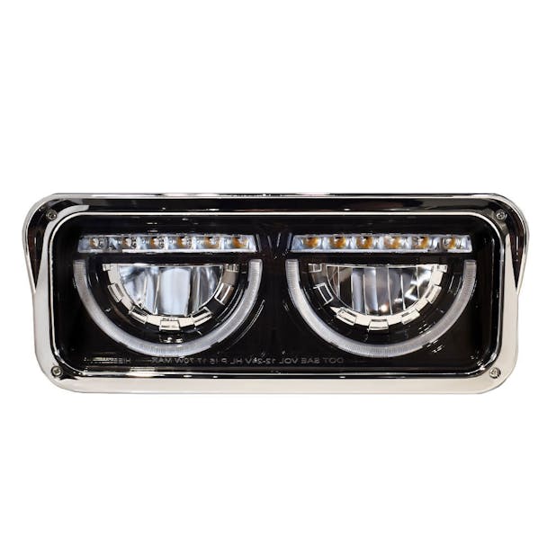 Peterbilt 357 365 378 379 Half Moon Rectangular Blackout Headlight Assembly
