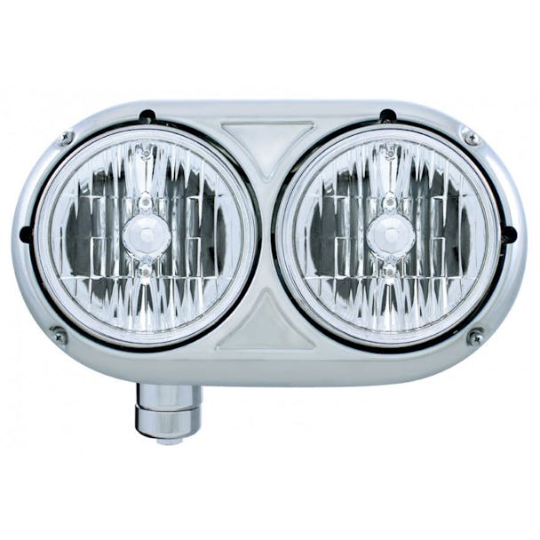 Peterbilt 359 Style Stainless Dual Round Headlight Both Sides Off