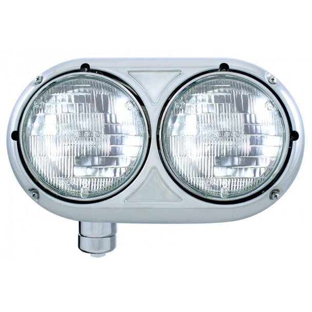 Peterbilt 359 Style Stainless Dual Round Headlight Both Sides Off