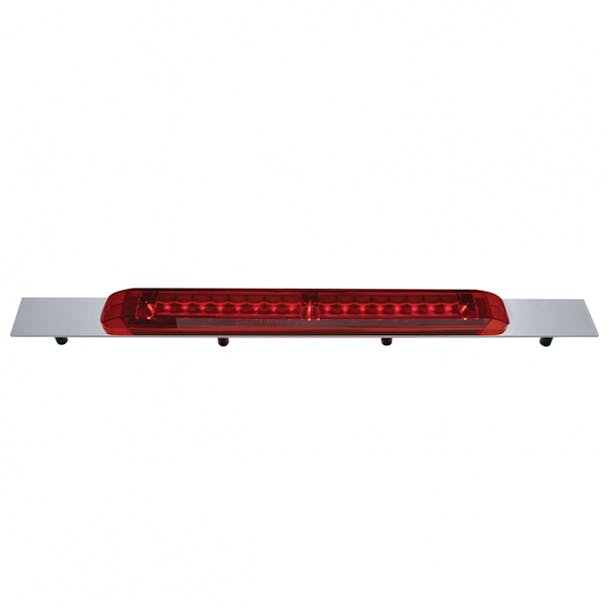 Top Mud Flap Plate With 17" LED Light Bar - Stainless Steel - With Chrome Bezel