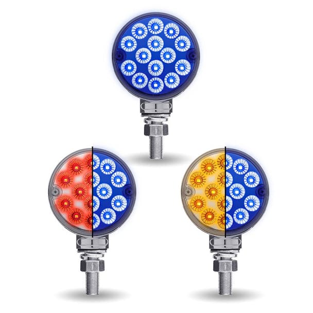 3" Mini Round Dual Revolution Single Post LED Marker & Turn Signal Reflector Light default