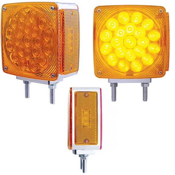 45 LED Square Double Face Turn Signal Light With Side LED - Amber And Clear