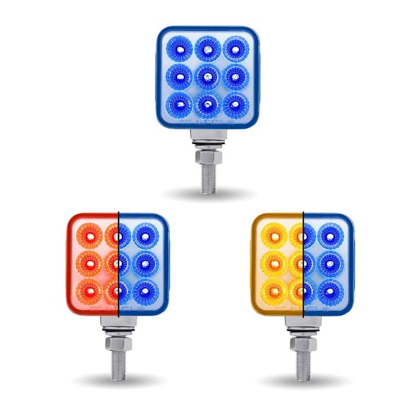 3" Mini Square Dual Revolution Single Post LED Marker & Turn Signal Reflector Light default