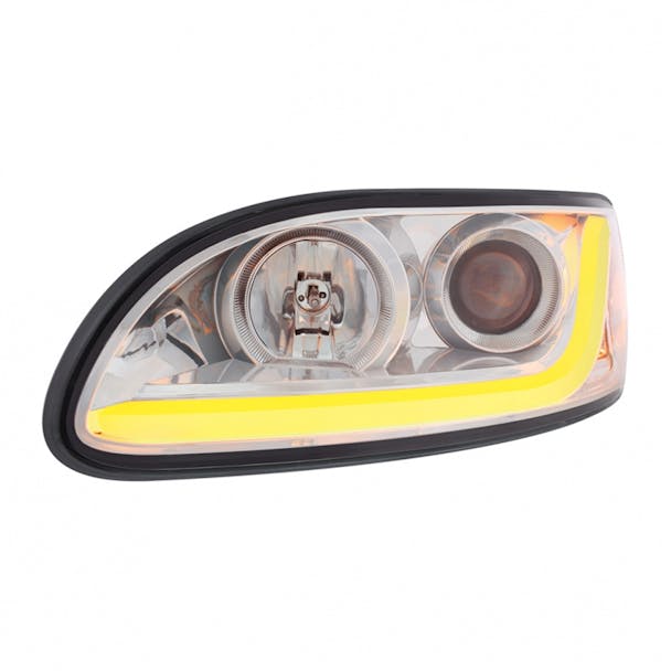 Peterbilt 386/387 Projector Headlight With LED Dual Function Light Bar