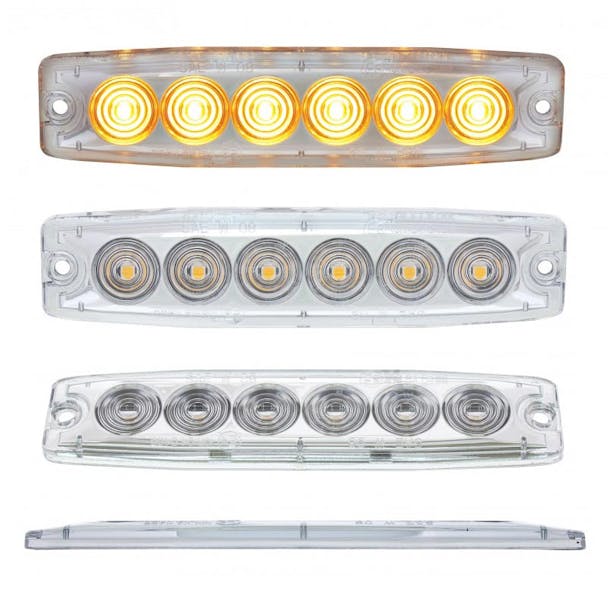 6 High Power LED Super Thin Warning Light Amber And White With Clear Lens