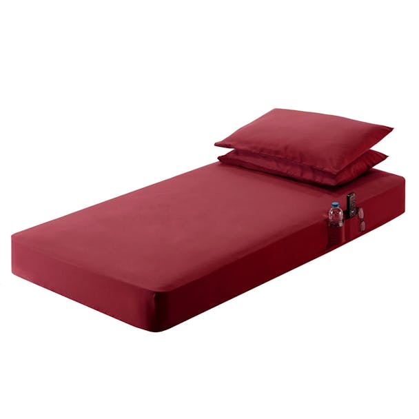 42" x 80" x 10" Sleeper Cab Sheet Set - Midnight Blue on bed with color options in corner