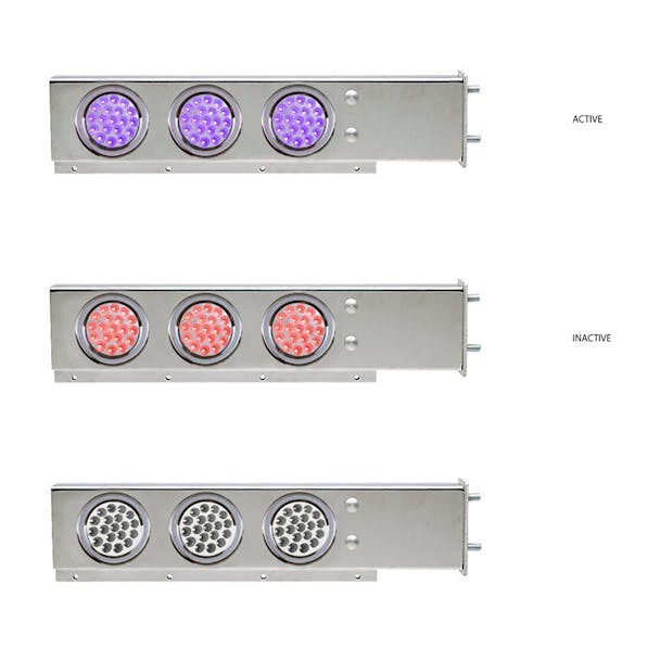 Mud Flap Hangers With Purple/Red Dual Revolution LED Lights 2 1/2" Bolt Spacing