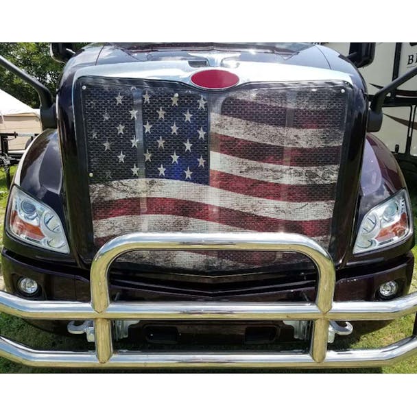 Peterbilt 348 Old Glory Flag Premium Bug Screen