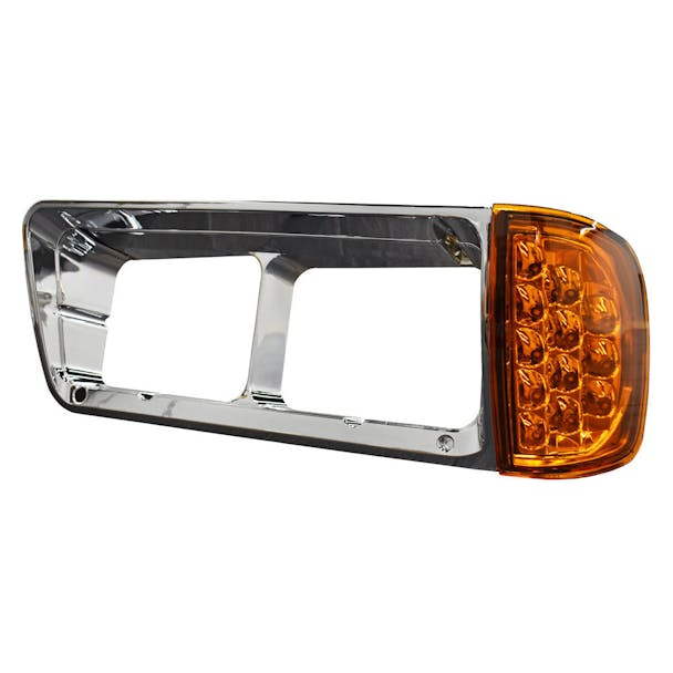 Freightliner FLD Headlight Bezel With LED Turn Signal Light