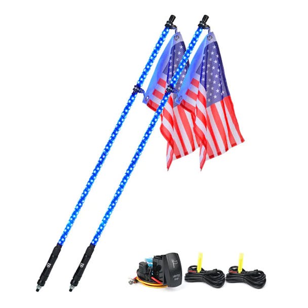 4' U.S. Flag Spiral LED Whip Light Pair - Default