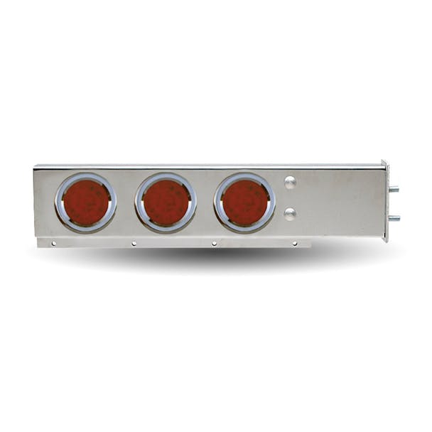 Flat Top Mud Flap Hanger 1/2" Bolt spacing & 4" LEDs Red & Clear Lens