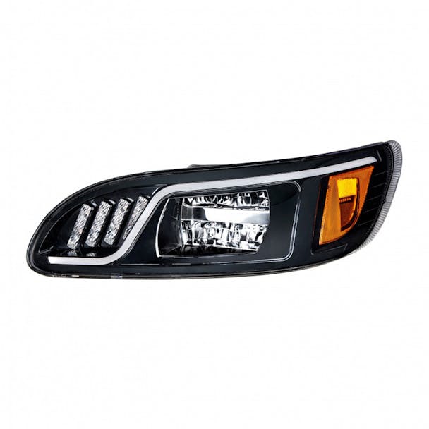 Peterbilt 386 387 LED Blackout Headlight White On