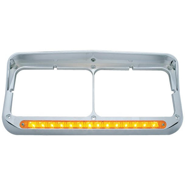 Rectangular Dual Headlight Bezel With Visor & Amber LED
