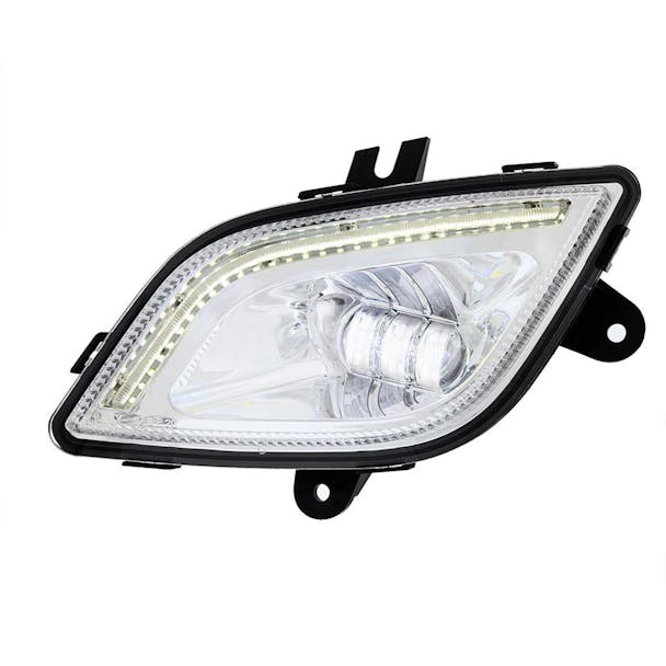 Freightliner Cascadia Chrome LED Fog Light With Light Bar A66-03653-002 A66-03653-003  Showing the Passenger and Driver Lights