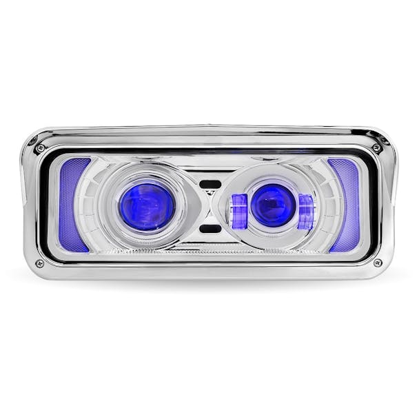 Peterbilt 379 378 365 357 Chrome Projector Headlight Assembly With Optional Heat & Backlit Auxiliary - Default