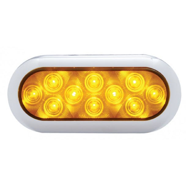 10 LED Oval STT And PTC Light With Chrome Bezel Red Lens Amber Lens Red LED Amber LED