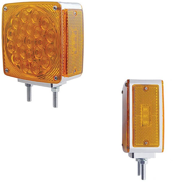 45 LED Square Double Face Turn Signal Light With Side LED - Amber And Clear