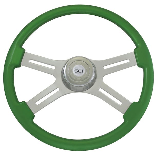 Hulk Green 18" Steering Wheel With Chrome Bezel