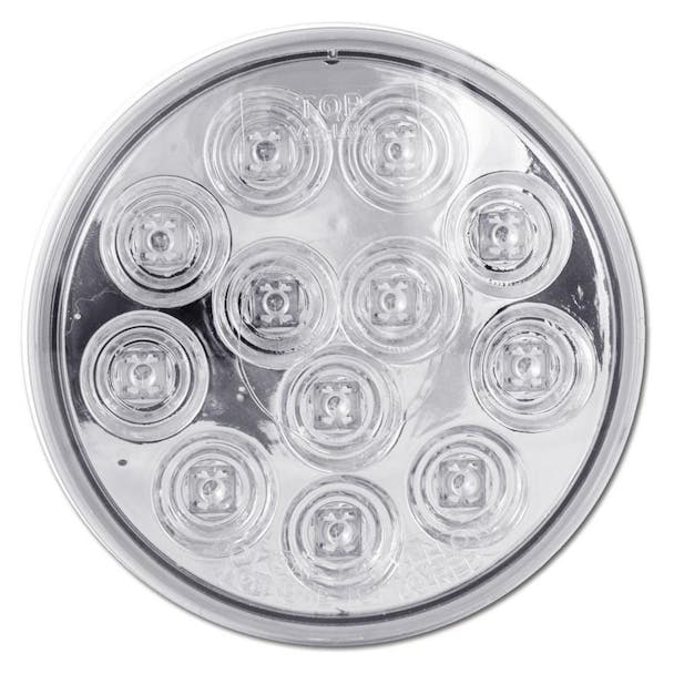 4" Mirror White Round Back-Up LED Light On