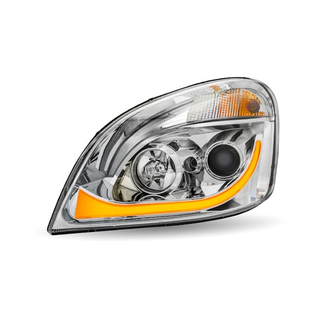 Chrome Projector Headlight With LED Dual Function Turn Signal Both White