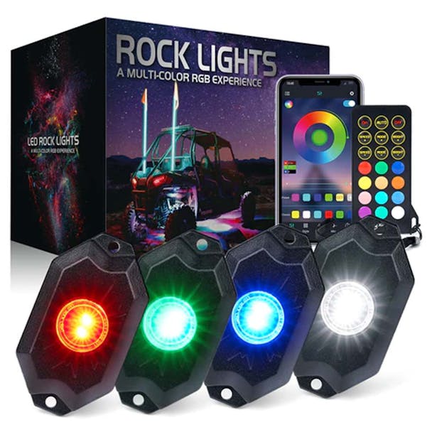 RGBW Multi-Color LED Rock Light Kit With Remote