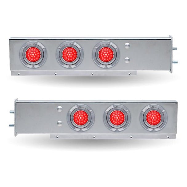 30" Mud Flap Hangers With Dual Revolution Starburst Watermelon LED Lights 2 1/2" Bolt Spacing - All Options