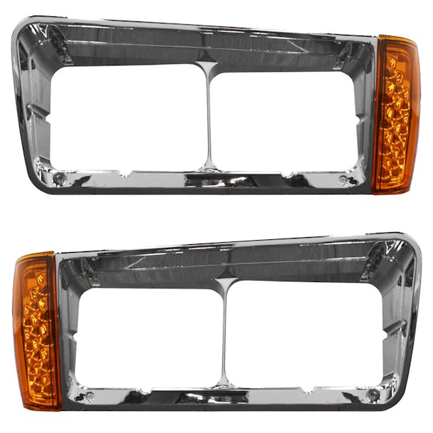 Freightliner FLD Headlight Bezel With LED Turn Signal Light