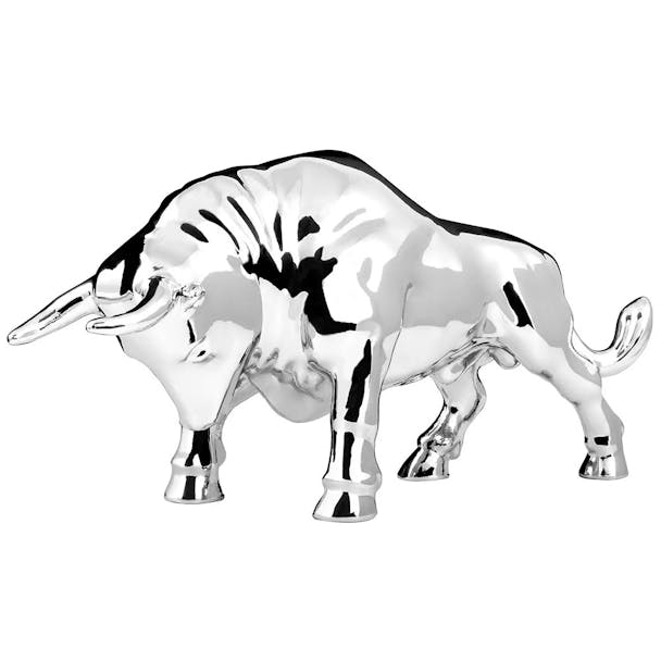 Fighting Bull Hood Ornament Chrome And Matte Black