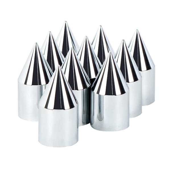 10 Pack of Chrome Plastic 1 1/8" Push On Spike Lug Nut Covers