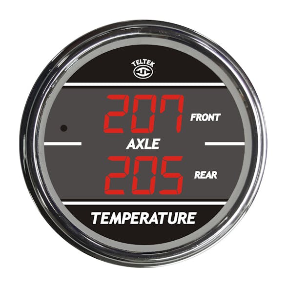 Truck Dual Display Front & Rear Axle Temperature TelTek Gauge - Red