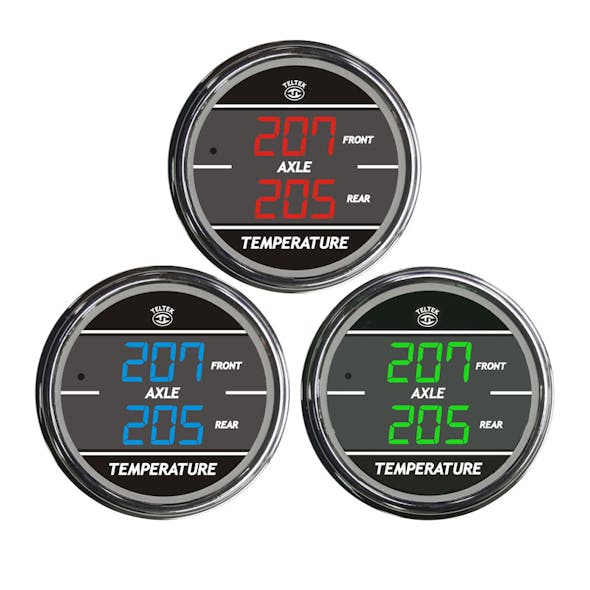 Truck Dual Display Front & Rear Axle Temperature TelTek Gauge Color Display Options