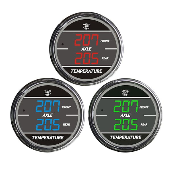 Truck Dual Display Front & Rear Axle Temperature TelTek Gauge Color Display Options