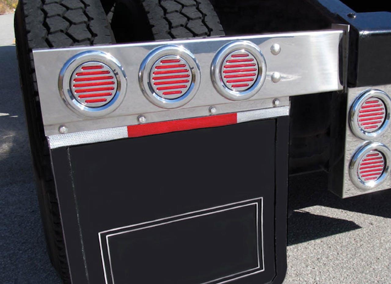 Stainless Steel Mud Flap Hangers With Flatline LED Lights & Red