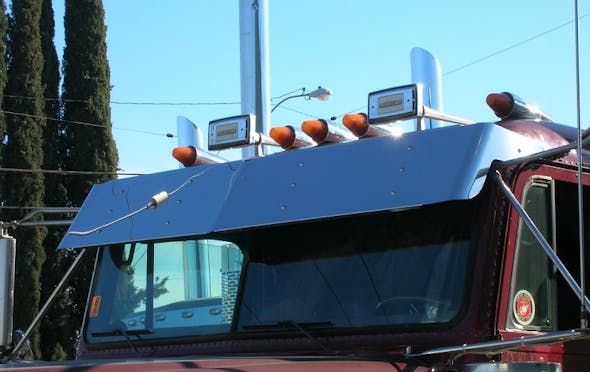 Freightliner FLD Classic Flat Top 13" Visor for Trucks Without Factory Visor - Thumbnail