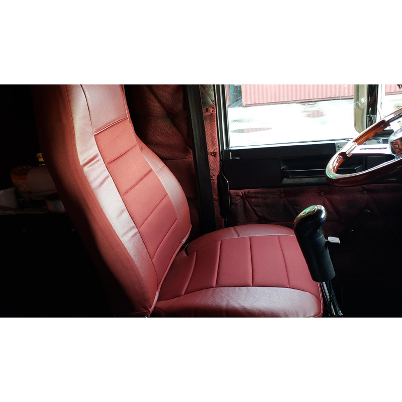 Burgundy Vinyl Seat Cover With Fabric & Pocket - Raney's