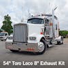 Dynaflex 54" Toro Loco 8" Chrome Exhaust Kit On Kenworth W900L Truck