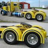 Semi Truck Fiberglass Double Hump Fender Set With Brackets Painted Yellow & Blue