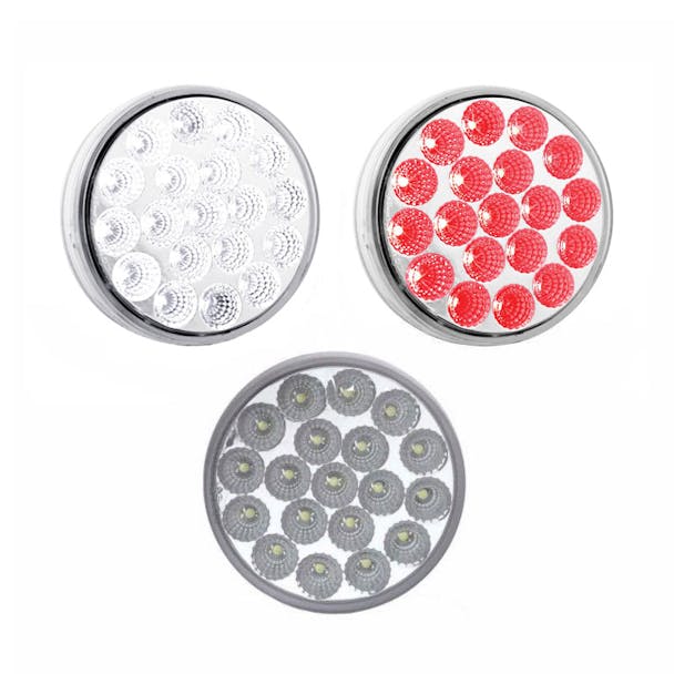 4'' Round Dual Revolution Red & White STT/Reverse Combo Light