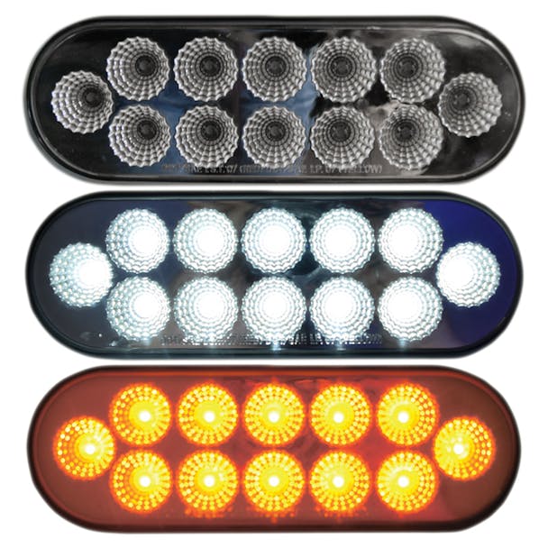 Dual Revolution Oval Turn Signal And Marker LED Light With Back Up Function