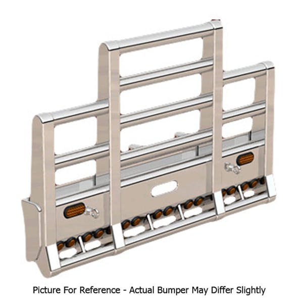 Freightliner Columbia Herd Super Road Train Bumper Grill Guard 2002-2004 - With Signal Lights and 2in Round Lights