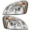 Freightliner Cascadia Chrome Projection Headlight With LED Position Light Bar On