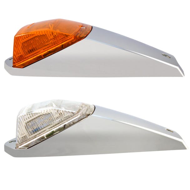 Two Square Cab 42 Diode Amber LED Lights in Housing with Amber and Clear Lenses 