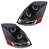 Lit Volvo VNL Blackout Projection Headlights With LED Bar 2004 & Newer Passenger Driver