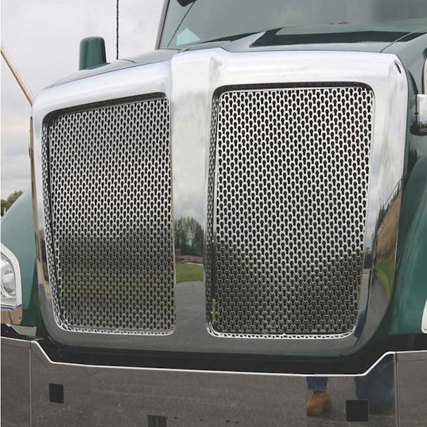 Kenworth T680 Punch Grill Stainless Steel Insert With Keyholes