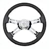 18" Black Classic Leather 4 Chrome Spoke Steering Wheel