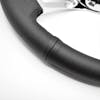 18" Black Classic Leather 4 Chrome Spoke Steering Wheel - Close Up