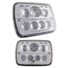 5" x 7" Square LED 1200 Lumen Projector Headlight With Auxiliary LED Oval Strip