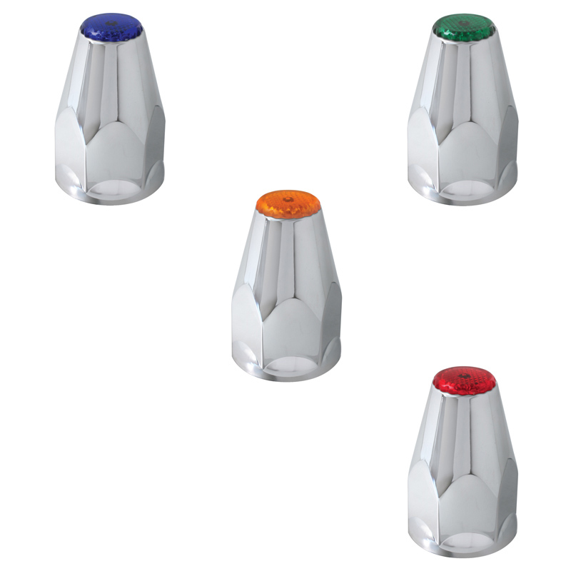 33mm Chrome Screw-On Lug Nut Cover With Color Reflector By Grand