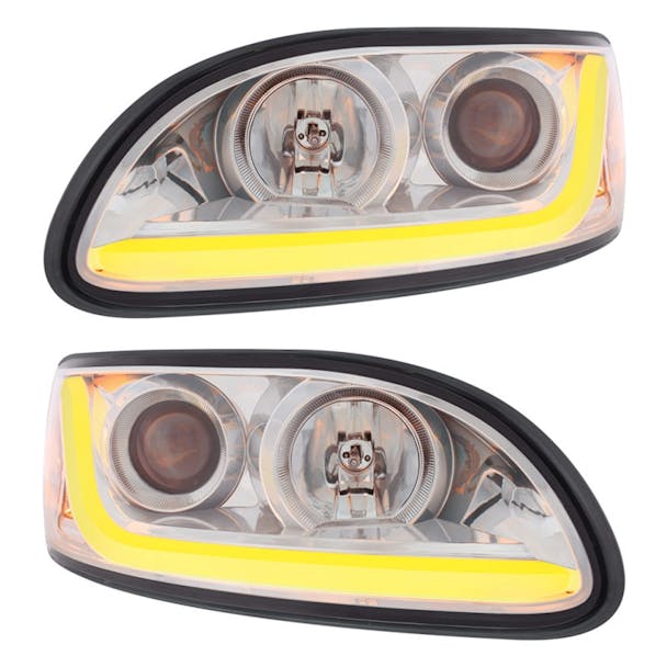 Peterbilt 386/387 Projector Headlight With LED Dual Function Light Bar